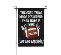 Drapeau « La seule chose plus puissante que la haine, c'est l'amour » - Petit drapeau de jardin 30 x 45 cm (12 x 18 pouces) - Bannière double face sans mât