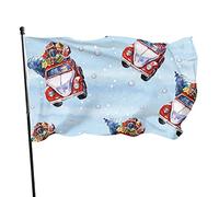 Drapeau La Voiture De Noël Du Père Noël Œillets En Laiton Dans Bannière Couleur Vive Flag Pour Jardin L'Extérieur Bar 90X150Cm