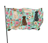 Drapeau Labrador Et Fleurs Grand Drapeau Traditionnel Lavable Bannière, Pour Jardin, D'Intérieur, Balcon, 90x150cm