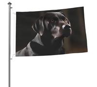 Drapeau labrador noir 61 x 91 cm avec impression double face pour l'extérieur et les vacances, bannière cadeau avec œillets, toile de fond pour photo pour décoration intérieure et extérieure