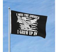 Drapeau « L'Amérique de mon enfance me manque » (90 x 150 cm), bannière double face de bienvenue pour jardin, décoration murale colorée style universitaire.