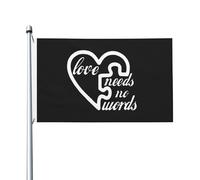 Drapeau L'Amour N'A Pas Besoin De Mots : Sensibilisation À L'Autisme Décoratif Drapeaux 2 Œillets Métalliques Traditionnel Bannière, Pour Les Défilés, Jardin, D'Intérieur, 90x150cm