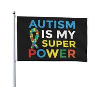 Drapeau L'Autisme Est Mon Super Pouvoir Suspendre Drapeau Décoratif Double Face Bannière Décorative Pour D'Intérieur Extérieure Fête 3X5 Ft