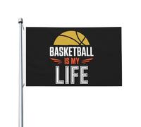 Drapeau Le Basket-Ball Est Ma Vie Double Face Bannière Coutures Doubles Drapeau Pirate Pour L'Extérieur Jardin Home 3X5Ft
