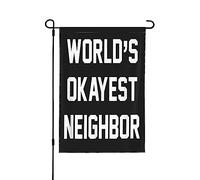 Drapeau « Le voisin le plus correct du monde » - Drapeau de jardin humoristique pour les voisins - 32 x 46 cm (12,5 x 18 pouces) - Double face - Pour l'extérieur de votre cour