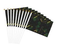 Drapeau léger à imprimé géométrique noir, vert et doré - Pratique - Décoration d'intérieur et d'extérieur - Pour événements et fêtes