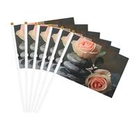 Drapeau léger à main double face avec imprimé de pierres et de roses pour décoration d'intérieur