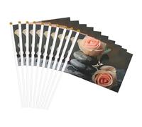 Drapeau léger à main double face avec imprimé de pierres et de roses pour décoration d'intérieur