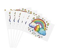 Drapeau léger avec motif gouttes de pluie et nuages arc-en-ciel - Pour fêtes, événements, anniversaires de mariage - Diverses occasions