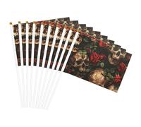 Drapeau léger imprimé tête de mort et rose rouge pour fêtes, événements, défilés, activités sportives, assemblage facile