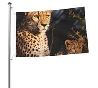 Drapeau léopard animal sauvage 6,1 x 91 cm imprimé double face drapeaux de jardin drapeau de cour pour l'extérieur drapeaux de vacances bannière cadeau avec œillets toile de fond photo pour décoration
