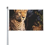 Drapeau léopard animal sauvage pour extérieur 0,9 x 1,5 m, drapeau de jardin saisonnier double face avec œillets, drapeau d'extérieur pour décoration de maison, toile de fond pour photo