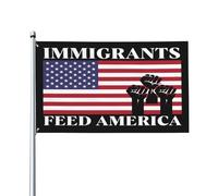Drapeau « Les immigrants nourrissent l’Amérique » - Drapeau pro-immigration 90 x 150 cm - Bannière extérieure pour maison, bateau ou jardin