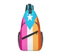 Drapeau Lesbien Queer LGBT De Porto Rico Sac Banane Multifonctionnel Sacoche Epaule Pratique Sac À Dos Bandoulière pour Excursion Quotidien Femme