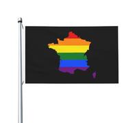 Drapeau LGBT Carte de France Drapeaux pour extérieur 3x5 pieds Double face Drapeau en polyester robuste pour la maison Cour Festival Décoration de jardin extérieur Drapeaux de bienvenue