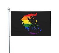 Drapeau LGBT Carte de la Grèce Drapeaux pour extérieur 3x5 pieds Double face Drapeau en polyester robuste pour la maison Cour Festival Extérieur Jardin Décoration Drapeaux de bienvenue