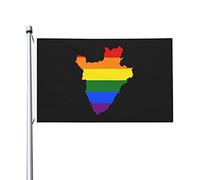 Drapeau LGBT Carte du Burundi Drapeaux pour extérieur 3x5 pieds Double face Drapeau en polyester robuste pour la maison Cour Festival Décoration de jardin extérieur Drapeaux de bienvenue