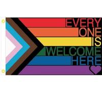 Drapeau LGBTQ « Everyone Is Welcome Here » de Progress Pride - 1,5 x 0,9 m FlagSuperstore