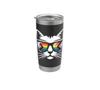 Drapeau LGBTQI Mois de la fierté des chats Gobelet isotherme en acier inoxydable double paroi
