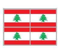 Drapeau Liban - 4 Stickers 9,5x6,3 Cm - Sticker/Autocollant