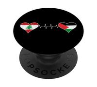 Drapeau Liban Palestine Palestinien Libanais Cœurs Coeur PopSockets PopGrip Adhésif