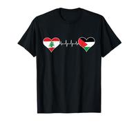 Drapeau Liban Palestine Palestinien Libanais Cœurs Coeur T-Shirt