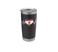 Drapeau Libanais Vintage Heart Beat Liban Pulse Line Gobelet isotherme en acier inoxydable double paroi