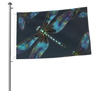 Drapeau libellule 61 x 91 cm double face avec œillets en laiton qui ne se décolore pas, bannière de vœux, décoration d'intérieur ou d'extérieur
