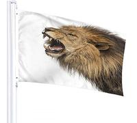 Drapeau Lion 4x6 FT Animal Sauvage Roi du Lion Rugissant Leo Drapeaux Extérieurs Grandes Bannières de Cour de Bienvenue Maison Jardin Cour Pelouse Décor Marron Blanc