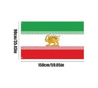 Drapeau Lions en polyester, 1,5 x 0,9 m, drapeau historique de l'Iran Lion et avec tissu résistant à la décoloration pour une utilisation en extérieur et intérieur, drapeau patriotique persan