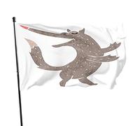 Drapeau loup 0,9 x 1,5 m - Animal de dessin animé amusant - Loups dansants - Drapeaux d'extérieur - Grande bannière de bienvenue pour la maison, le jardin, la cour et la pelouse