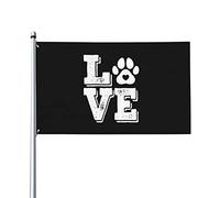Drapeau Love Dogs Couleurs vives Résistant aux UV Parfait pour la décoration intérieure et extérieure Bannière en polyester simple face de 3 x 5 pieds avec œillets en laiton