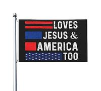 Drapeau Loves Jesus And America Too pour chambre d'adolescent, bannière extérieure double face pour plage 0,9 x 1,5 m, tapisserie Loves Jesus And America Too à suspendre au mur