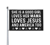 Drapeau Loves Jesus And America Too pour les gars de la chambre, bannière extérieure amusante double face pour jardin 0,9 x 1,5 m, tapisserie Loves Jesus And America Too pour le salon