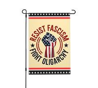 Drapeau « Luttons contre l’oligarchie, résistons au fascisme » 30 x 45 cm « Défendons la démocratie » Panneaux de jardin en toile de jute double face