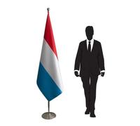 Drapeau Luxembourg sur pied avec hampe et socle - affichage officiel, cérémonies, présentations diplomatiques et décoration prestige pour institutions et événements importants. Code CN1-LU