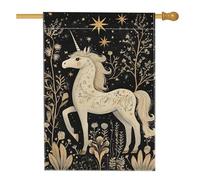 Drapeau magique de jardin en forme de cheval magique, bannière de décoration d'intérieur, bannière double face pour décoration de pelouse extérieure, style conte de fées enchanté, 71 x 101 cm