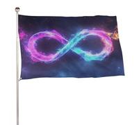 Drapeau magique lumineux symbole de l'infini 9,5 x 1,5 m pour jardin, bannière décorative pour cour, porche, pelouse, ferme