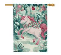 Drapeau magique pour maison de cheval, décorations de Noël festives fantaisistes en toile de jute pêche double face pour porche, extérieur, cour, pelouse, terrasse, porte, entrée, 71,1 x 101,6 cm