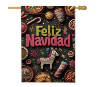 Drapeau magique pour maison de cheval, Noël festif en forme de canne à sucre d'orge, fil coloré, pêche vif, double face, toile de jute pour extérieur, terrasse, cour, pelouse, entrée, balcon, 71 x 101