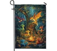 Drapeau Maison Dragon Fantaisie Créatures Mythiques Colorées 30X45Cm Drapeau De Festival Imprimé Avec Œillets Bannière Cour Pour Clubs Fêtes Ferme