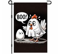 Drapeau Maison Drôle De Poulet Fantôme D'Halloween Disant Boo Mignon Œuf Dessin Animé 30X45Cm Drapeau Avec Œillets Imprimé Bannière Cour Pour Clubs Anniversaires Dortoirs