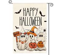 Drapeau Maison Joyeux Halloween Fantôme Jack-O'-Lantern Boo 30X45Cm Drapeau De Bienvenue Avec Œillets Résistant Aux Intempéries Bannières Pour Porte Accessoires Anniversaires