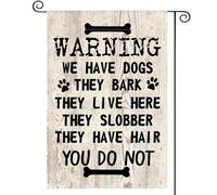 Drapeau Maison Slogan D'Avertissement Pour Chiens En Bois Ils Bavent Ils Vivent Ici 30X45Cm Drapeau De Bienvenue Suspendre Double Face Décoration Bannière Pour Dortoirs Vacances Intérieure