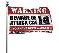 Drapeau Man Cabe Decor Beware Of Attack Cats pour homme Stuff Weird Flags (120 x 180 cm)