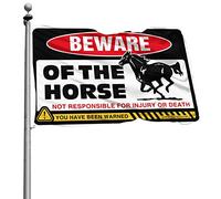 Drapeau Man Cabe Decor Beware Of Horse pour homme Stuff Weird Flags (60 x 90 cm)