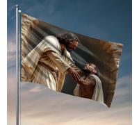 Drapeau Man Cabe Decor Jésus Reaches Out To A Man In Need pour décoration extérieure de chambre d'enfant (152 x 244 cm)