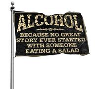 Drapeau « Man Cave Bar Because No Great Story Ever Started With Someone Eating A Salad » pour chambre de fille et garçon (120 x 180 cm)