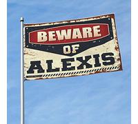 Drapeau « Man Cave Bar Beware of Alexis » - Décoration d'extérieur (120 x 180 cm)