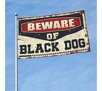Drapeau « Man Cave Bar Beware of Black Dog » pour salle de bain - Drapeaux amusants pour dortoir (120 x 180 cm)